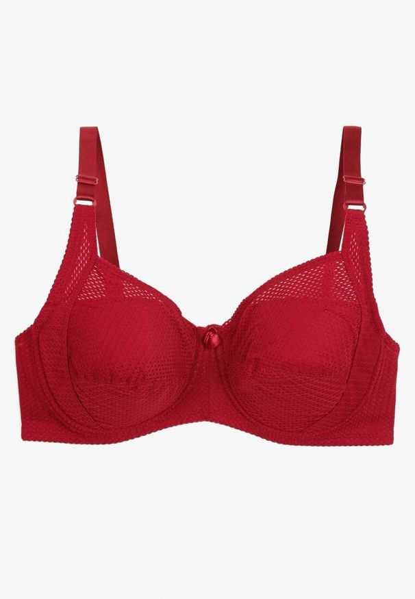 Renee - Bordowy Biustonosz Full Cup z Regulowanymi Ramiączkami Vikonna. Kolekcja: plus size. Kolor: czerwony