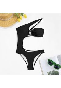 Intica - Strój kąpielowy jednoczęściowy z wycięciami regulowany ramiączka plaża basen Donya. Kolor: czarny. Materiał: materiał