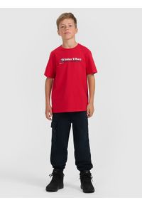 4f - 4F T-shirt regular z nadrukiem chłopięcy - czerwony 152 (11-12 lat). Kolor: czerwony. Wzór: nadruk. Sezon: lato