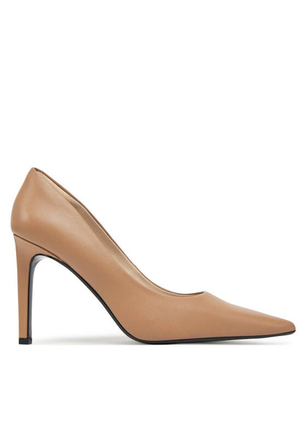 Calvin Klein Szpilki Heel Pump 90 - Lth HW0HW02336 Brązowy. Kolor: brązowy. Materiał: skóra. Obcas: na szpilce