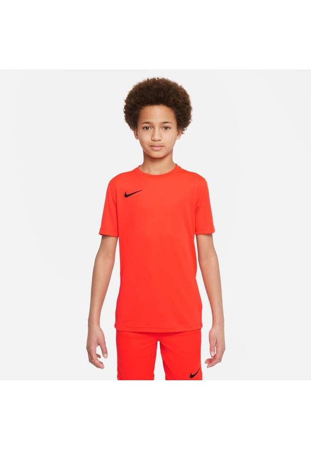 Koszulka treningowa chłopięca Nike JR Dry Park Vii. Kolor: czerwony. Długość rękawa: krótki rękaw. Długość: krótkie