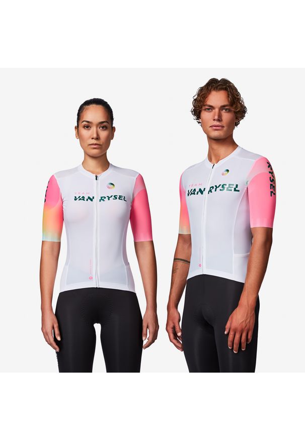 VAN RYSEL - Koszulka rowerowa szosowa Van Rysel RCR-R 2 Team. Kolor: biały. Materiał: poliester, materiał, elastan. Sport: kolarstwo