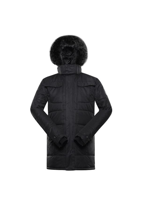 ALPINE PRO - Kurtka uniwersalna męska Alpine Pro Egyp. Typ kołnierza: kaptur. Kolor: czarny. Materiał: syntetyk. Długość: długie. Sport: turystyka piesza