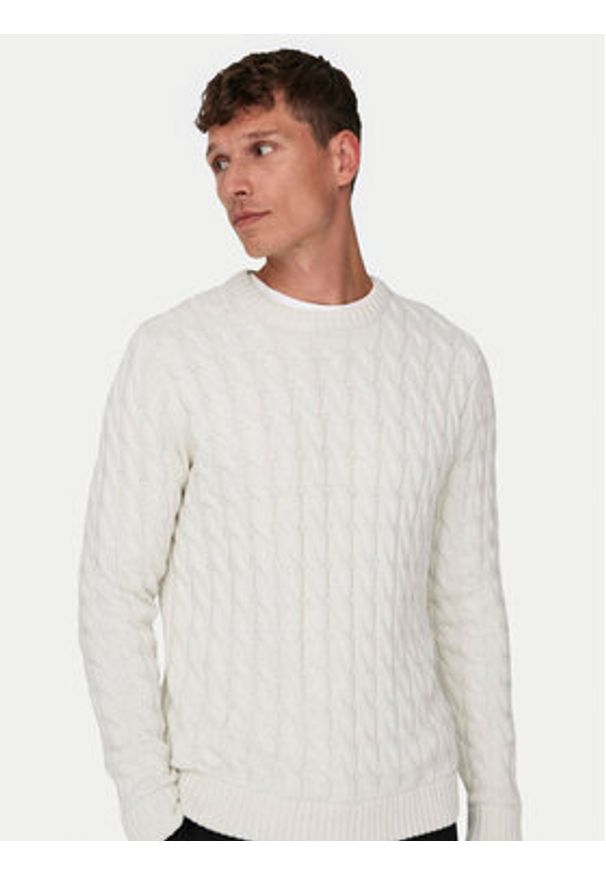 Only & Sons Sweter 22026504 Écru Regular Fit. Materiał: bawełna, syntetyk