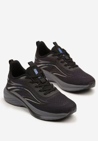 Born2be - Czarno-Niebieskie Buty Sportowe Sneakersy na Piankowej Podeszwie Linasela. Okazja: na co dzień. Kolor: czarny. Materiał: jeans. Szerokość cholewki: normalna