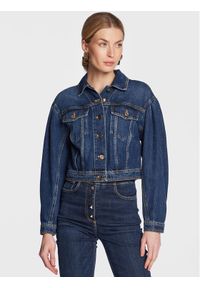 Elisabetta Franchi Kurtka jeansowa BJ-16D-31E2-V540 Granatowy Loose Fit. Kolor: niebieski. Materiał: jeans, bawełna