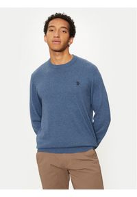 U.S. Polo Assn. Sweter MUP2961 Niebieski Regular Fit. Typ kołnierza: polo. Kolor: niebieski. Materiał: bawełna