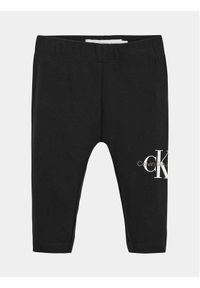 Calvin Klein Jeans Legginsy Monogram IN0IN00081 Czarny Slim Fit. Kolor: czarny. Materiał: bawełna #1