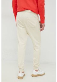 BOSS Orange - BOSS spodnie dresowe bawełniane BOSS ORANGE męskie kolor szary gładkie. Kolor: beżowy. Materiał: bawełna, dresówka. Wzór: gładki #2