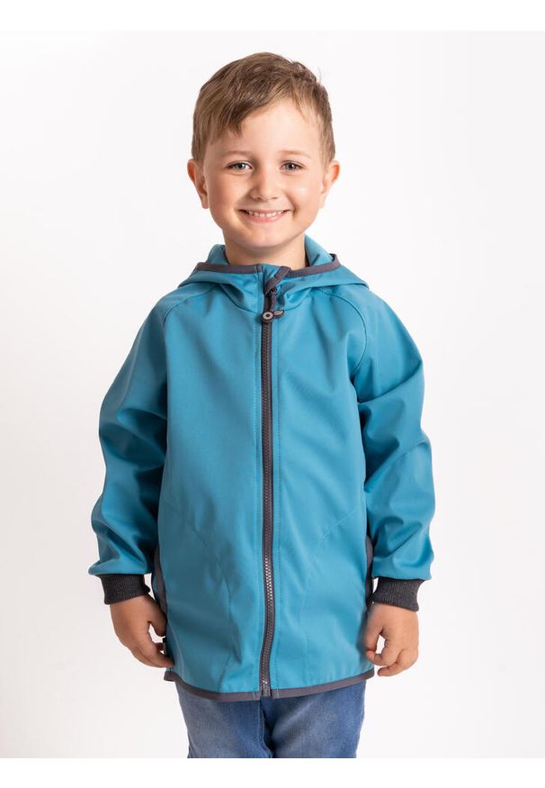 UNUO - Kurtka softshellowa dziecięca bez ocieplenia elastyczna Basic, Emerald. Kolor: niebieski. Materiał: softshell. Sezon: wiosna, jesień, lato. Styl: sportowy