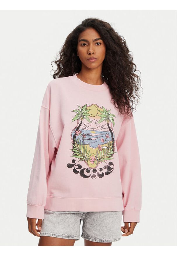 Roxy Bluza ERJFT04997 Różowy Relaxed Fit. Kolor: różowy. Materiał: bawełna