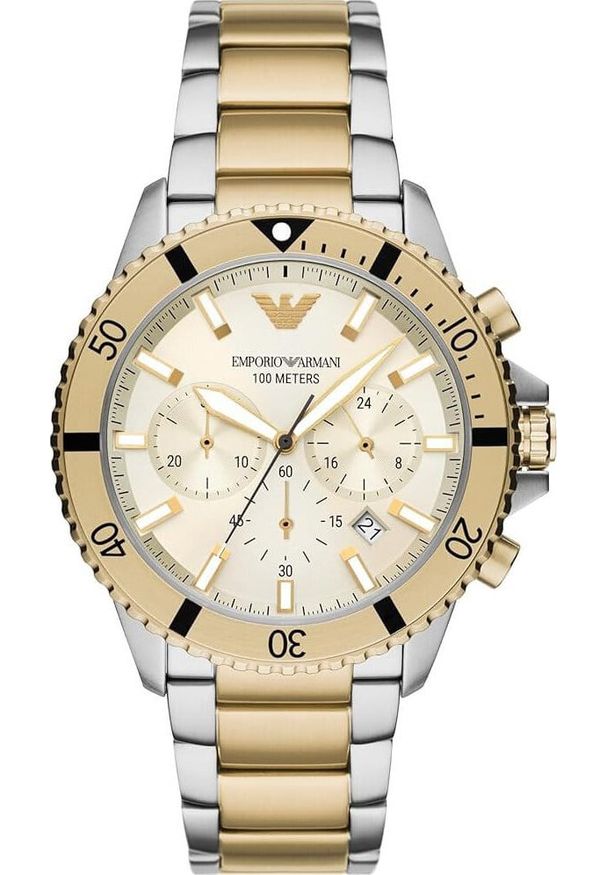 Emporio Armani - ZEGAREK MĘSKI EMPORIO ARMANI AR11606 Two-Tone Chronograph + BOX