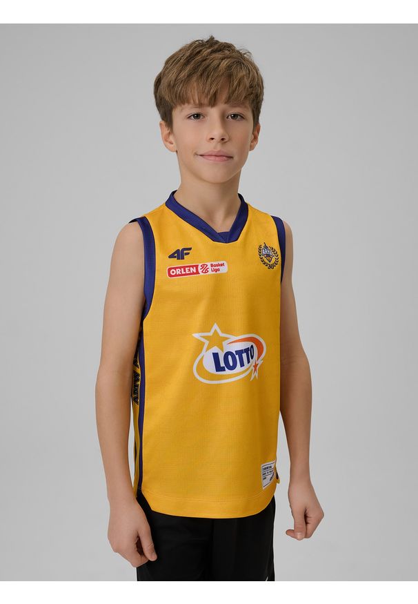 4f - 4F Koszulka meczowa replika domowa z sezonu 2025/26 dziecięca 4F x Arka Gdynia - żółta 110/116. Kolor: żółty. Materiał: dzianina. Długość: długie. Wzór: nadruk. Sezon: lato. Sport: fitness