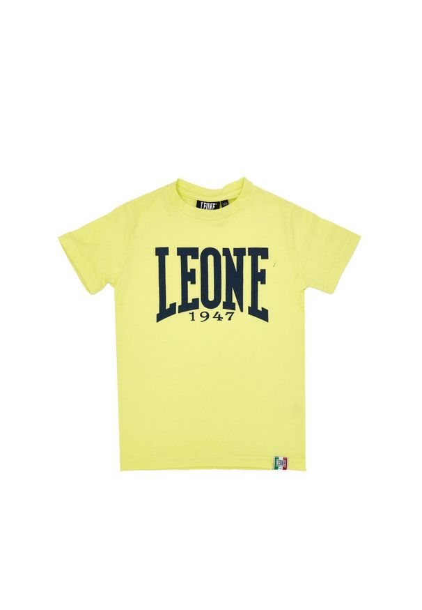 LEONE 1947 APPAREL - Dziecięcy T-shirt z krótkim rękawem i dużym logo. Kolor: wielokolorowy, żółty, zielony. Długość rękawa: krótki rękaw. Długość: krótkie. Sport: joga i pilates