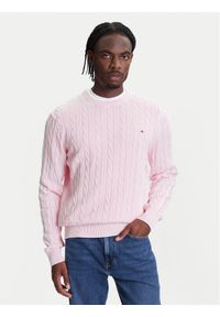 TOMMY HILFIGER - Tommy Hilfiger Sweter Classic MW0MW39524 Różowy Regular Fit. Kolor: różowy. Materiał: bawełna