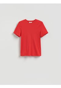 Reserved - T-shirt z merceryzowanej bawełny - czerwony. Kolor: czerwony. Materiał: bawełna