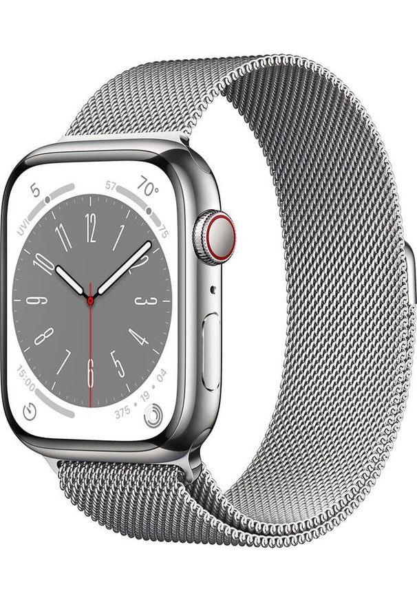 APPLE - Smartwatch Apple Watch 8 GPS + Cellular 45mm Silver Stainless Steel Srebrny (MNKJ3WB/A). Rodzaj zegarka: smartwatch. Kolor: srebrny