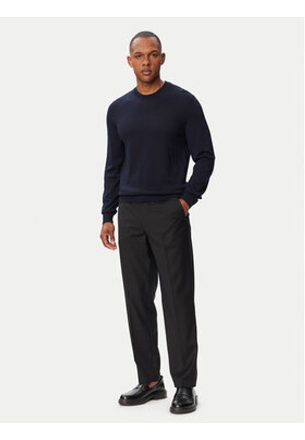 BOSS Sweter H-Leno 50565469 Granatowy Regular Fit. Kolor: niebieski. Materiał: wełna