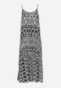 Born2be - Czarna Sukienka z Bawełny z Geometrycznym Motywem Koladiela. Okazja: na spacer. Kolor: czarny. Materiał: bawełna. Długość rękawa: na ramiączkach. Wzór: geometria. Sezon: lato #3