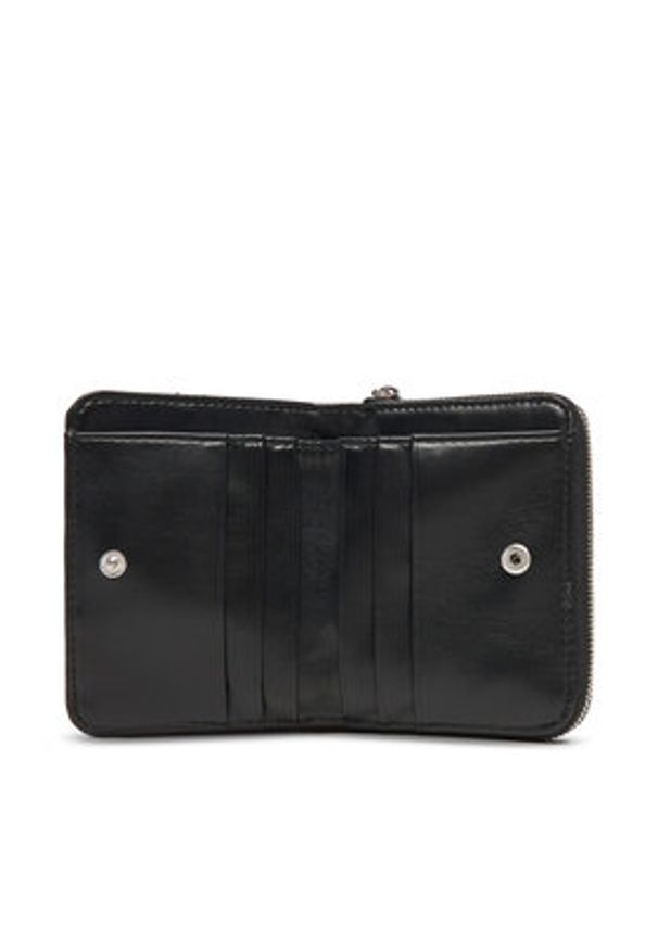 Calvin Klein Portfel Quilted Flap Zip Around LV04F1124G Czarny. Kolor: czarny. Materiał: skóra