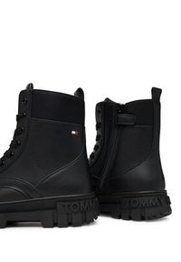 TOMMY HILFIGER - Tommy Hilfiger Trapery Lace-Up Bootie T3A5-34046-1695 D Czarny. Kolor: czarny. Materiał: skóra #4