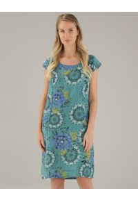 Unisono - WZORZYSTA SUKIENKA Z LNU 225-18388 DARGO. Materiał: len #1