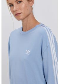 adidas Originals T-shirt H37809 damski. Kolor: niebieski. Materiał: bawełna, dzianina. Wzór: gładki #3