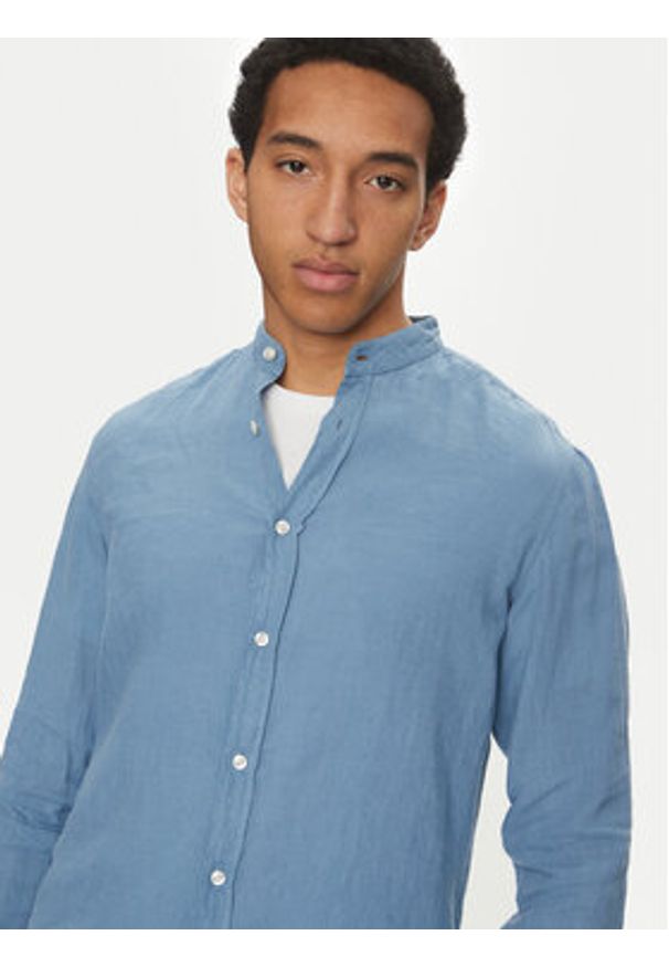 BOSS Koszula 50537369 Niebieski Regular Fit. Kolor: niebieski. Materiał: len