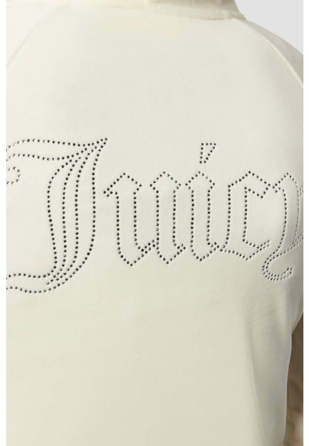 Juicy Couture - JUICY COUTURE Kremowa bluza damska Madison Outline Hoodie, Rozmiar S. Okazja: na co dzień. Kolor: beżowy. Materiał: materiał. Styl: casual