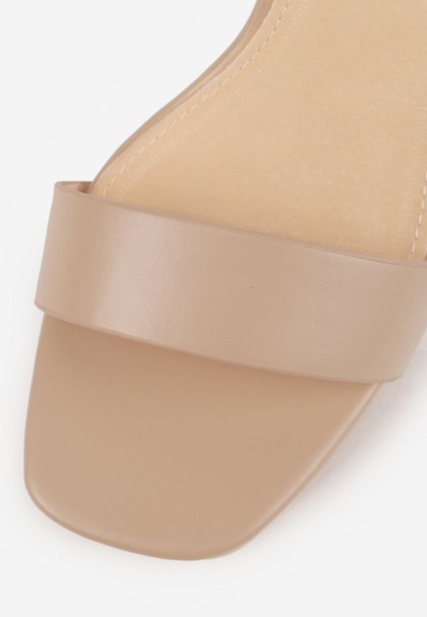 Born2be - Ciemnobeżowe Sandały VICES na Słupku z Wkładką ze Skóry Naturalnej Azirera. Zapięcie: pasek. Kolor: beżowy. Materiał: skóra. Obcas: na słupku. Styl: wizytowy