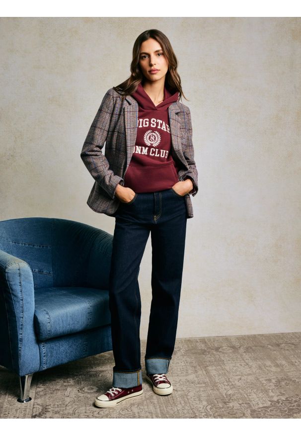 Big-Star - Jeansy damskie granatowe Avril 799. Okazja: na co dzień. Kolor: niebieski. Styl: casual, elegancki