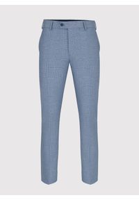 Pako Lorente - PAKO LORENTE – Niebieskie męskie spodnie garniturowe w kratkę. Kolor: niebieski. Materiał: poliester, wiskoza, elastan. Wzór: kratka #8