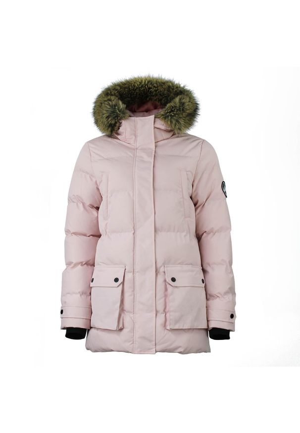 PEAK MOUNTAIN - Parka dla kobiet Peak Mountain. Kolor: różowy. Materiał: futro. Sezon: zima