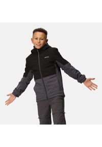 Highton IV Regatta dziecięca turystyczna kurtka przeciwdeszczowa. Kolor: czarny. Materiał: poliester