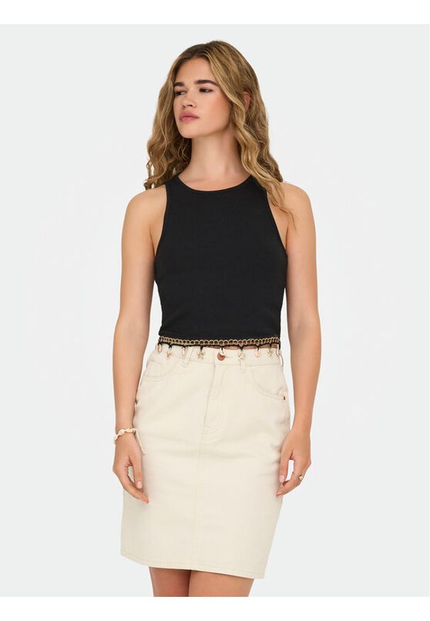 only - ONLY Top Shelly 15325019 Czarny Slim Fit. Kolor: czarny. Materiał: bawełna