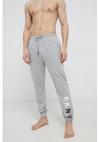 DKNY - Dkny Spodnie piżamowe bawełniane kolor szary z nadrukiem. Kolor: szary. Materiał: bawełna. Wzór: nadruk