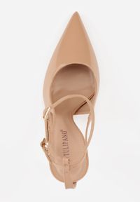 Renee - Ciemnobeżowe Sandały Lakierowane na Szpilce z Ozdobnymi Paskami Murilea. Zapięcie: pasek. Kolor: beżowy. Materiał: lakier. Obcas: na szpilce. Styl: elegancki #7