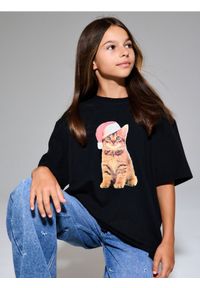 Sinsay - Bawełniana koszulka z nadrukiem - czarny. Kolor: czarny. Materiał: bawełna. Wzór: nadruk #1