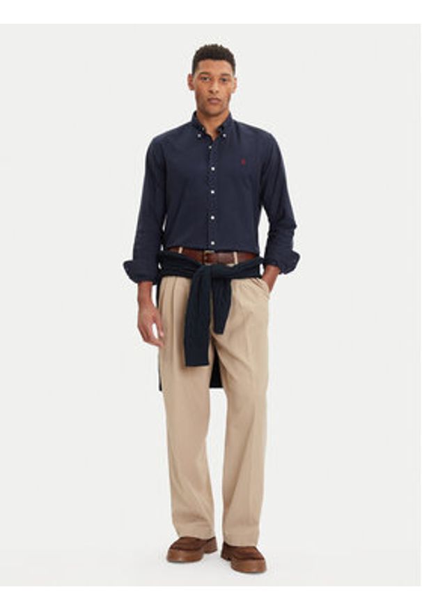 Polo Ralph Lauren Koszula Bsr 710772290 Granatowy Custom Fit. Typ kołnierza: polo. Kolor: niebieski. Materiał: bawełna