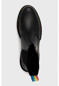 Kurt Geiger London Sztyblety skórzane damskie kolor czarny na platformie. Nosek buta: okrągły. Kolor: czarny. Materiał: skóra. Obcas: na platformie