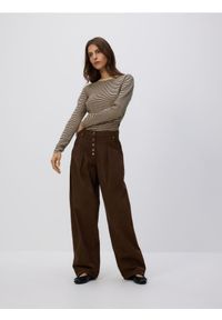 Reserved - Jeansy barrel z zakładkami - dark grey jeans