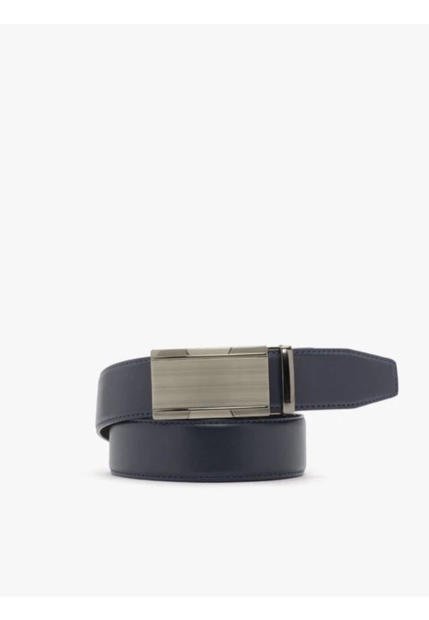 Ryłko - Granatowy pasek męski. Kolor: niebieski. Materiał: skóra. Styl: street