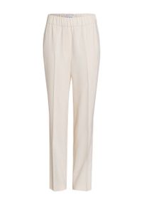 IVY & OAK - Ivy Oak spodnie damskie kolor beżowy proste high waist. Okazja: na co dzień. Stan: podwyższony. Kolor: beżowy. Materiał: tkanina, bawełna. Styl: casual