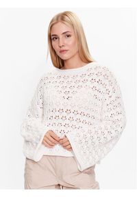Gina Tricot Sweter Knitted openwork sweater 19466 Biały Regular Fit. Kolor: biały. Materiał: bawełna, syntetyk
