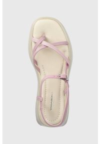 vagabond - Vagabond sandały skórzane COURTNEY damskie kolor różowy na platformie. Zapięcie: klamry. Kolor: różowy. Materiał: skóra. Wzór: gładki. Obcas: na platformie