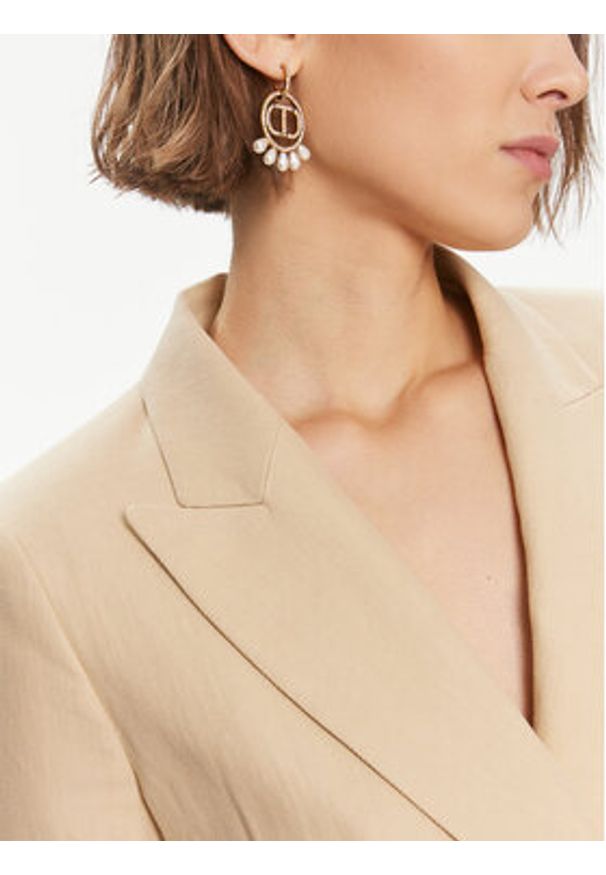 TwinSet - TWINSET Marynarka 241TP2560 Beżowy Regular Fit. Kolor: beżowy. Materiał: bawełna