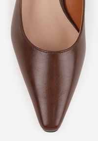 Born2be - Jasnobrązowe Czółenka Vices na Obcasie w Stylu Kaczuszki z Wkładką ze Skóry Naturalnej Lukke. Kolor: brązowy. Materiał: skóra. Obcas: na obcasie. Styl: elegancki. Wysokość obcasa: średni #9