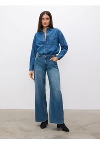 Sinsay - Jeansy wide leg - niebieski. Kolor: niebieski