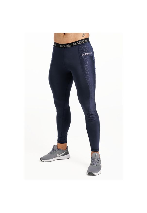 ROUGH RADICAL - Legginsy do biegania męskie Rough Radical Stone Long z kieszonką. Kolor: niebieski. Sport: bieganie