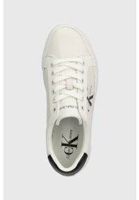 Calvin Klein Jeans sneakersy skórzane BOLD VULC FLATFORM LACEUP LTH WN kolor biały YW0YW00821. Nosek buta: okrągły. Zapięcie: sznurówki. Kolor: biały. Materiał: skóra #3